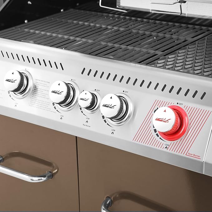 Royal Gourmet GA5403C 5-Burner Propane Gas Grill with Side Burner & Warming Rack, Outdoor BBQ Grill with 74,000 BTUs Output & 738 Sq. in. Cooking Area for Outdoor Barbecue, Coffee