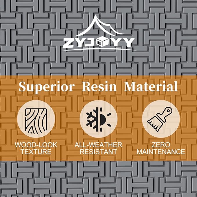 ZYJOYY Outdoor Storage Box, 90 Gallon Deck Box, Waterproof Resin Storage Box for Patio Cushions, Gardening Tools, Lockable, UV Resistant, Grey