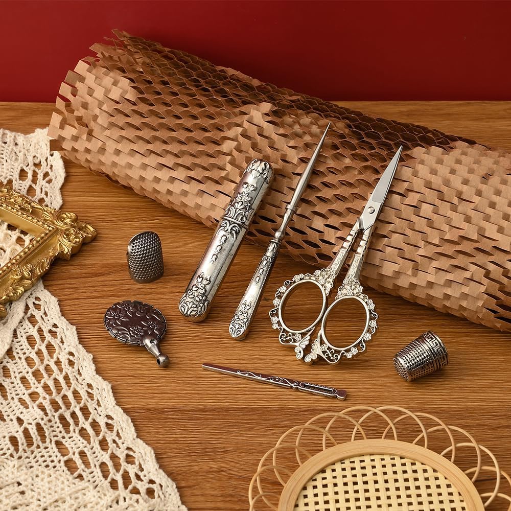 Vintage Embroidery Scissors Set, European Style Stainless Steel Sewing Tools for Sewing, Craft, Art Work, Needlework, Silver