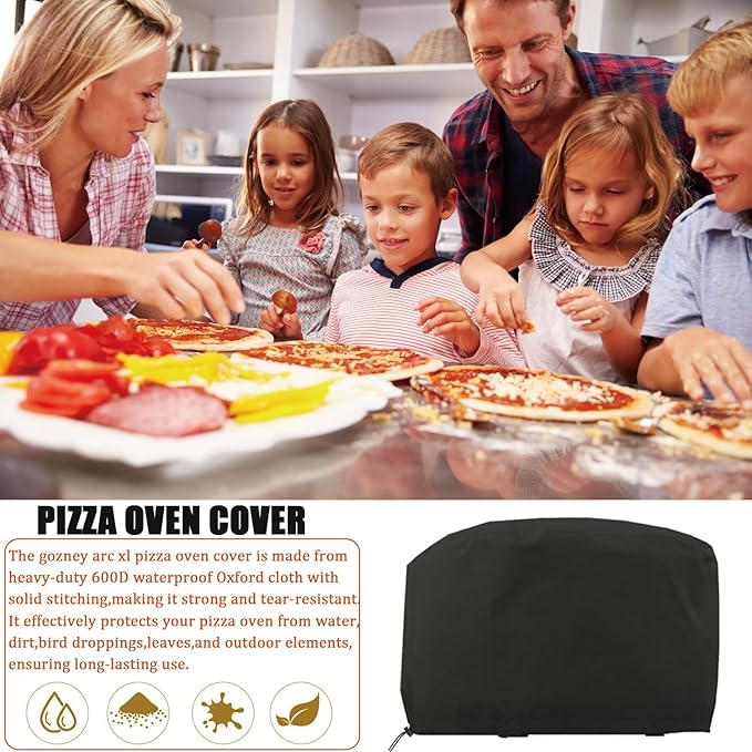 Pizza Oven Cover for Gozney Arc XL, Heavy Duty 600D Waterproof Outdoor Table top Pizza Oven Accessories for Gozney Arc XL Gas Pizza Oven Cover Black
