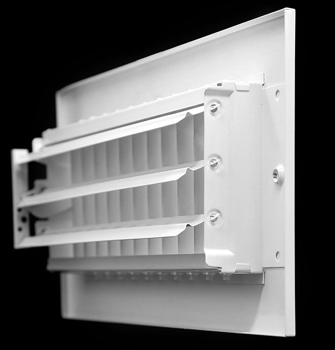 24"w X 6"h Adjustable AIR Supply Diffuser - HVAC Vent Cover Sidewall or Ceiling - Grille Register - High Airflow - White [Outer Dimensions: 25.75"w X 7.75"h]