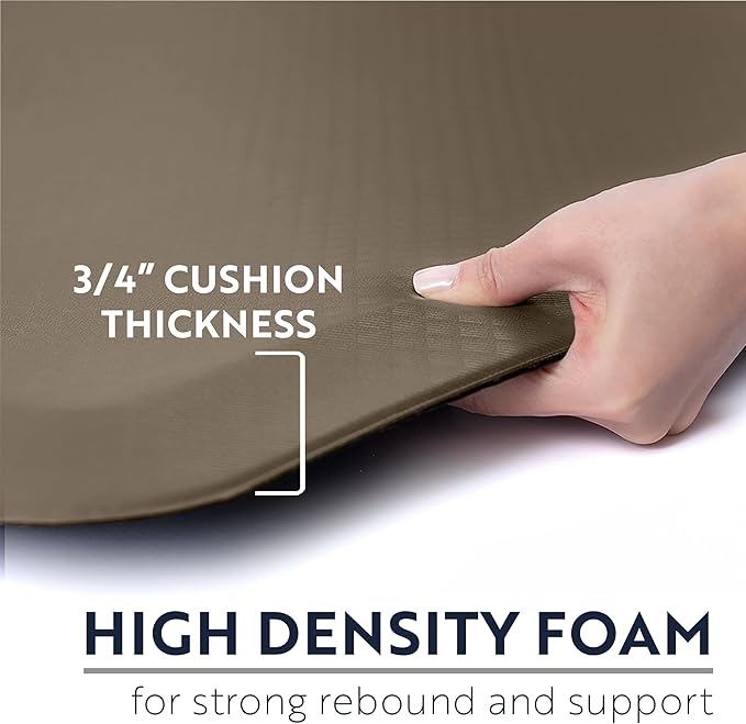 KANGAROO Thick Ergonomic Anti Fatigue Mats for Kitchen Floor, Cushioned Standing Office Desk Mat, Waterproof Scratch Resistant Topside, Supportive All Day Comfort Padded Foam Rugs, 17x24, Beige