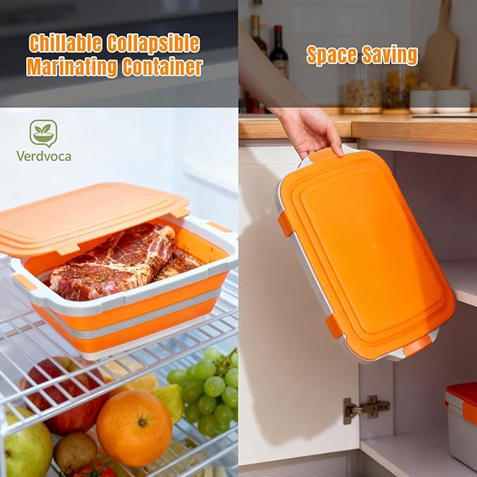 30L Orange & 16L Black Collapsible BBQ Prep Tub