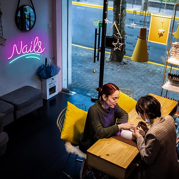 JFLLamp Nails Neon Signs for Wall Decor Neon Lights for Bedroom Led Signs Suitable for Nail Salon Office Man Cave Beer Bar Pub Restaurant Christmas Birthday Party Gift for Lover (Nails)