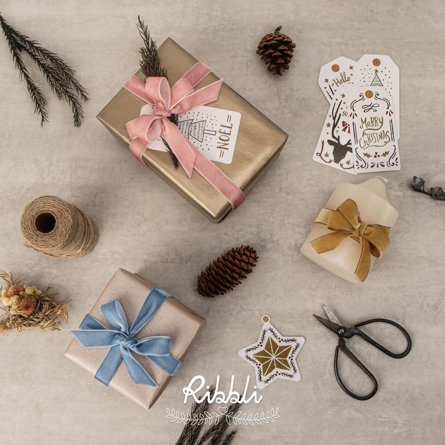 Ribbli Rose Gold Velvet Ribbon 5/8 Inches Continuous10 Yard Spool Dusty Pink Christmas Ribbon for Gift Wrapping Crafts Home Decor