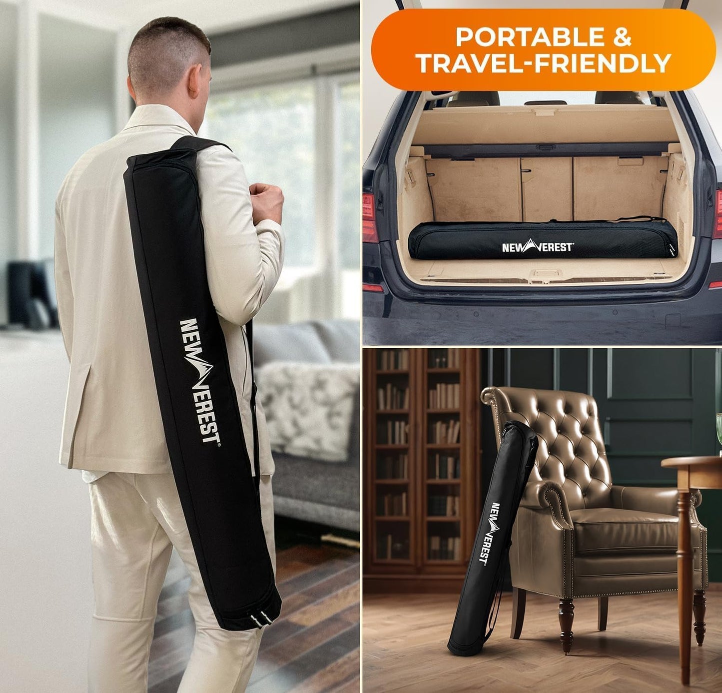 Newverest Poker Table Top 70" x 35", Texas Hold'em Poker Mat for Home Game Nights Up to 10 Players, Blackjack, Casino | Poker Topper for Tables in Zipper Storage Bag with 8 Coasters in Gift-Ready Box