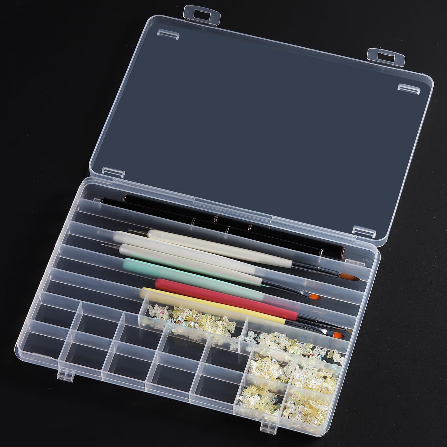 21 Grids Clear Large Plastic Organizer Box With Dividers, Bead Organizers And Storage Compartment Container For Nail Accessories/Jewelry/Craft/Screw/Small Parts/Diamond Painting Art Tools