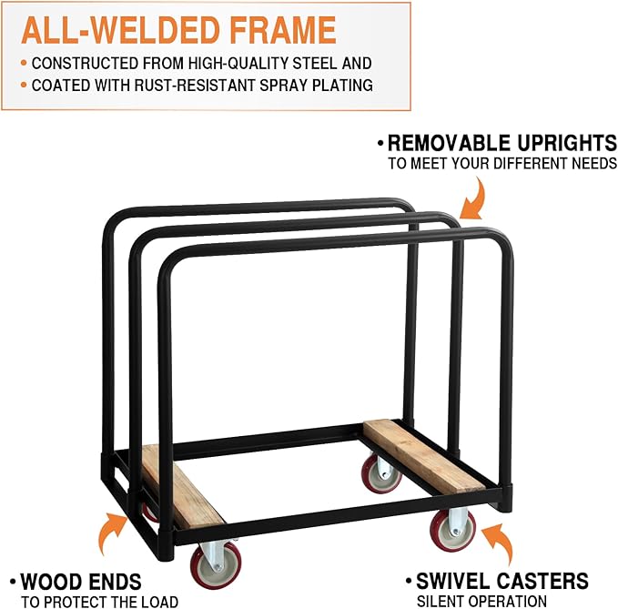 Folding Table Cart, Heavy Duty Table Dolly W/ 5" PU Swivel Wheels, Drywall Dolly Cart W/ 1500 LBS & 10 Table Capacity for Party Events, Hotel, Factory, Warehouse