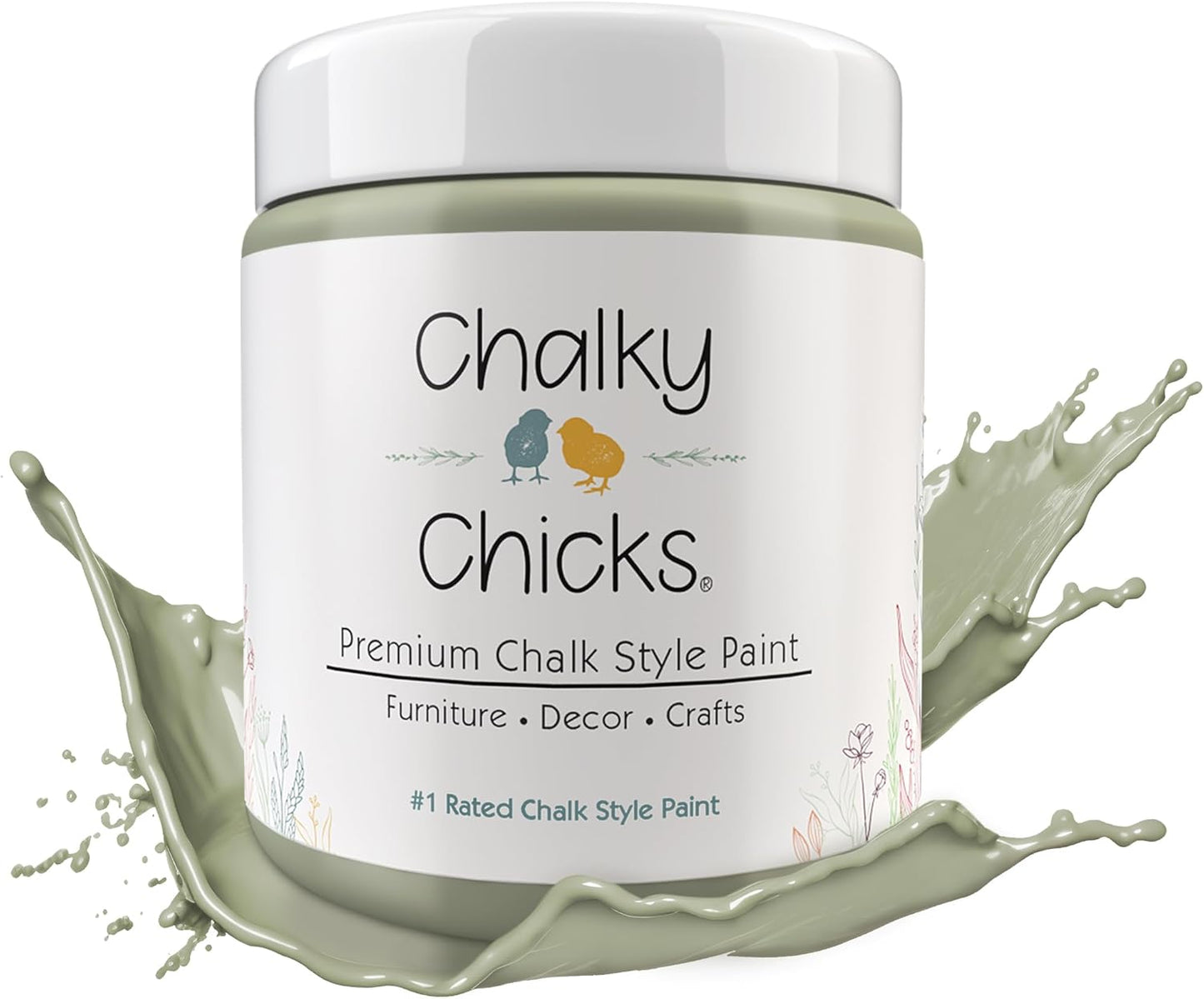 Chalky Chicks All-in-One Chalk Paint for Furniture or Cabinet -32FlOz-Matte Finish Mountain Green (Sage Green) for Metal, Wood Furniture Paint - No Sanding All-in-One for Home Decor & Crafts, USA Made