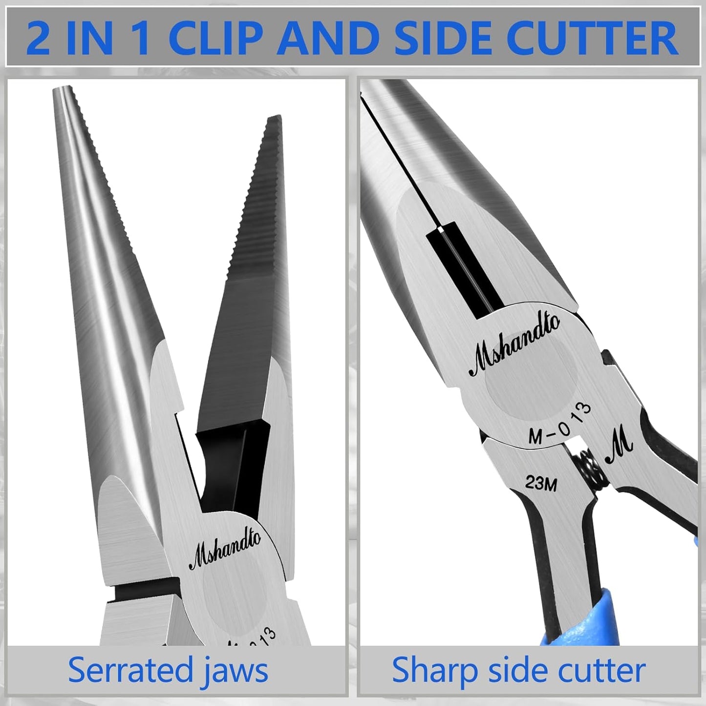 Needle Nose Pliers Set, 5" Long Nose Pliers for Wire Bending, 2 Pack High Carbon Steel Nose Cutters, Serrated Jaw Plier for Jewelry Making, Electronics Repair, Object Grasping, Craft Making