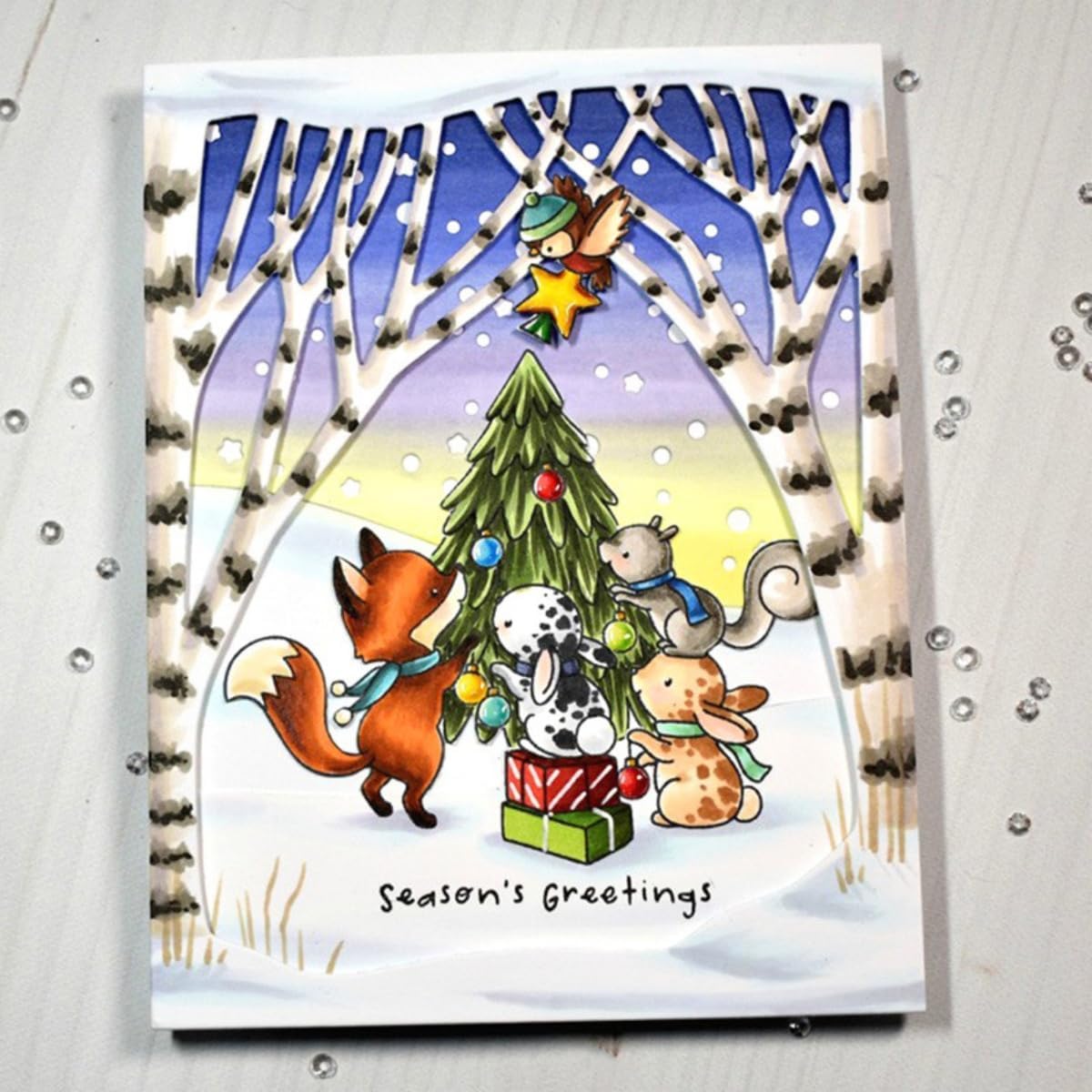 Cutting Dies Metal Stencils Scrapbooking Tools Flowers Lace Frame DIY Embossing Template for Paper Card Making Album Arts Crafts Supplies (Snowman Jungle Frame-11.1x14.2cm)