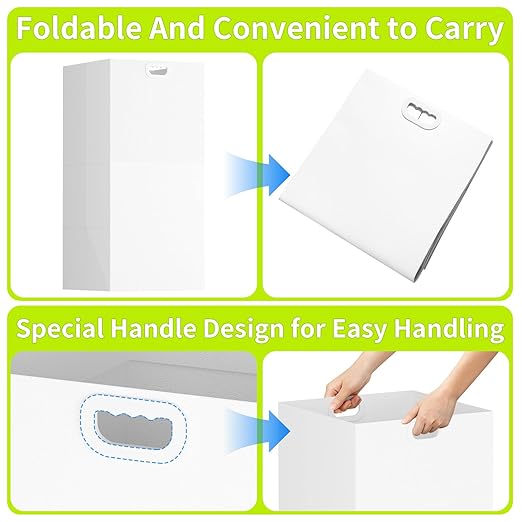30 Gallon Disposable Trash Cans for Parties, 2 Pack Extra Large Portable Trash Can White Pop Up Trash Cans Bin, Recycle Collapsible Garbage Can Bins for Party Kitchen Camping Trash Can