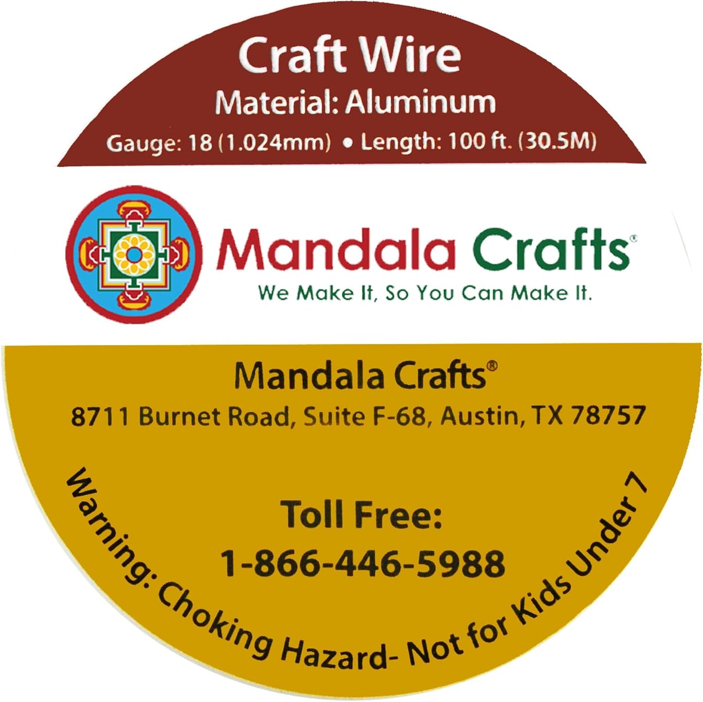 Mandala Crafts 18 Gauge Anodized Aluminum Craft Wire for Jewelry Making - 100 FT Colored Flexible Gold Tone Wire - Bendable for Bonsai Armature Crafting Sculpting