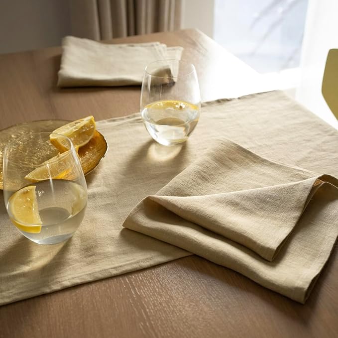 Linen Table Runner 60 inches Long - 100% Pure Linen Flax - Stonewashed European Linen Table Runner (Royal Creme, 14 x 60 Inch) - for Dining, Fall, Autumn, Thanksgiving