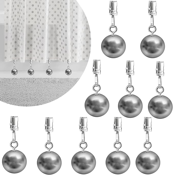 10 Pack Shower Curtain Weights, Prevent Curtain Liner from Blowing Around, Stainless Steel Shower Liner Weights Clip Down Curtain, Garden Flags Tablecloth