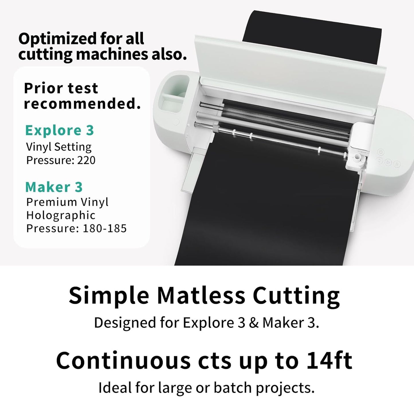 TECKWRAP Smart Permanent Vinyl, (13in x 14ft) - Adhesive Craft Vinyl - Matless Cutting & Easy to Apply for DIY Decal Projects with Maker 3 / Explore 3 Machines, Matte White