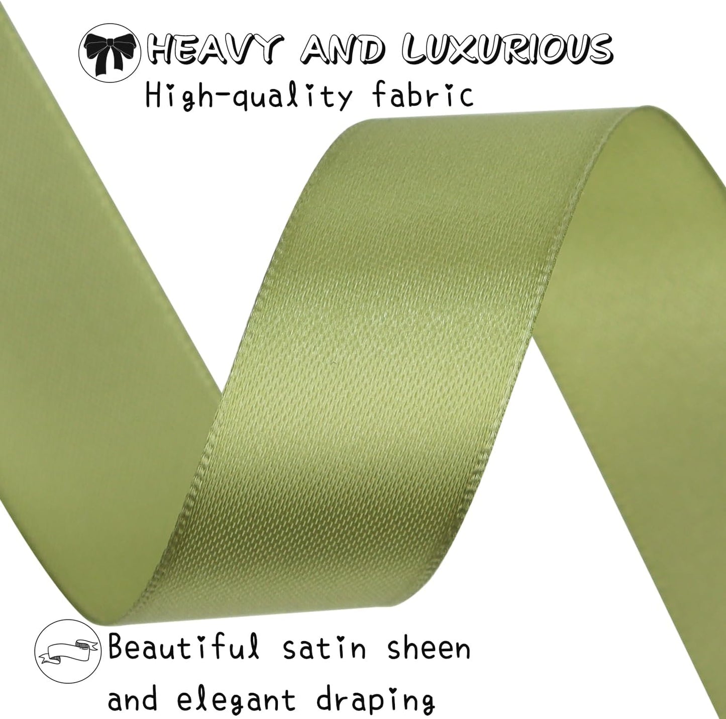 Olive Green Solid Satin Ribbon 1 Inch 25 Yards Solid Polyester Fabric Ribbon for Gift Wrapping Wedding Christmas Baby Shower Birthday Party Decoration Handmade Immortal Flower Craft
