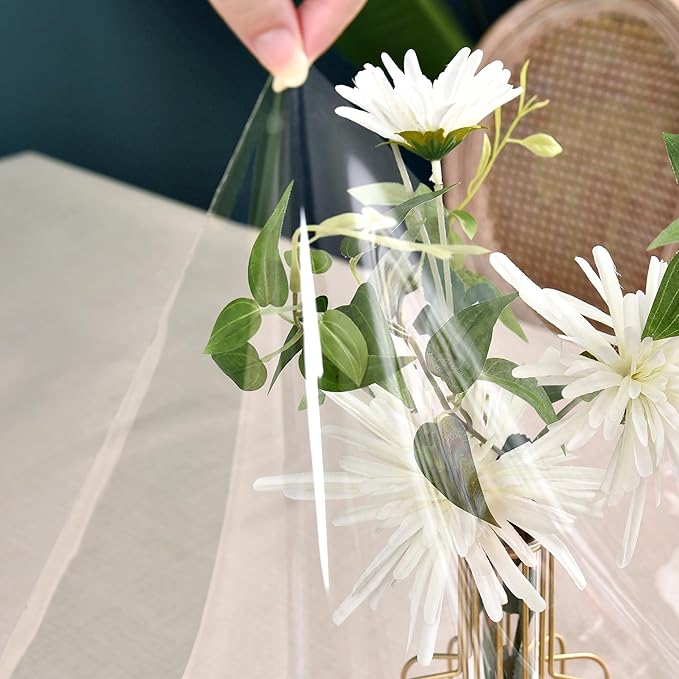Nasitos 2 Pack Clear Plastic Table Cover Protector 54x108 Inch-Vinyl Table Cloth Rectangle 100% Waterproof Tablecloth Oil-Proof PVC Table Covers,Wipeable Tablecloth for Dining