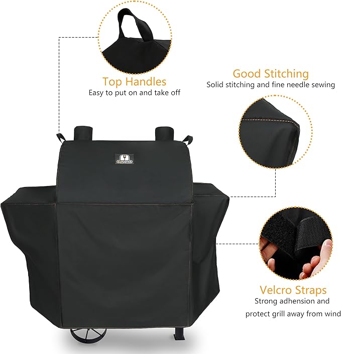 SUPJOYES Grill Cover for Oklahoma Joe's Rider 900 & Rider DLX Grills, Heavy Duty Waterproof Charcoal Offset Smoker Cover, Outdoor BBQ Accessories