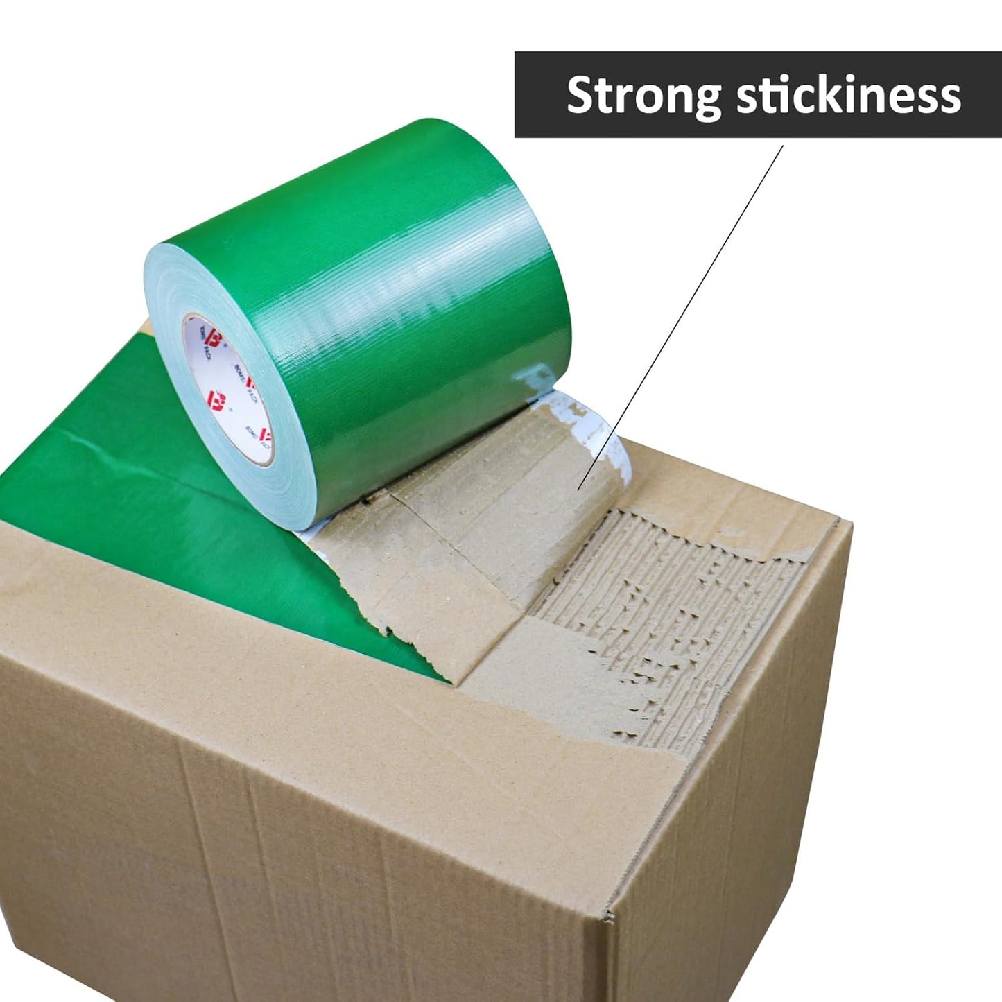 BOMEI PACK 6" Green Duct Tape,Wider Roll,6 Inches x 60 Yards,9 Mil Thick Heavy Duty, Industrial Strength,No Residue,Waterproof and Tear by Hand,Multi-Use for Indoor & Outdoor Repairs