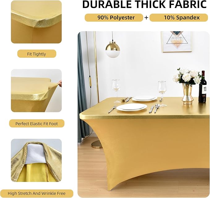 10-Pack 8ft Spandex Table Covers for Rectangle Folding Tables - Washable Elastic Tablecloth - Ultimate Fitted Table Protector for Parties, Trade Shows, Banquet, and Wedding