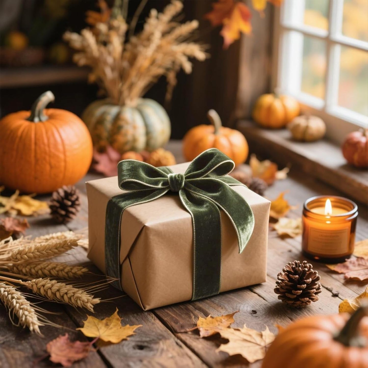 LaRibbons Thin Velvet Ribbon 3/8 Inch x 25 Yards, Moss Green Velvet Ribbon for Christmas Tree, Gift Wrapping, Wreath Bow, Outdoor Decoration