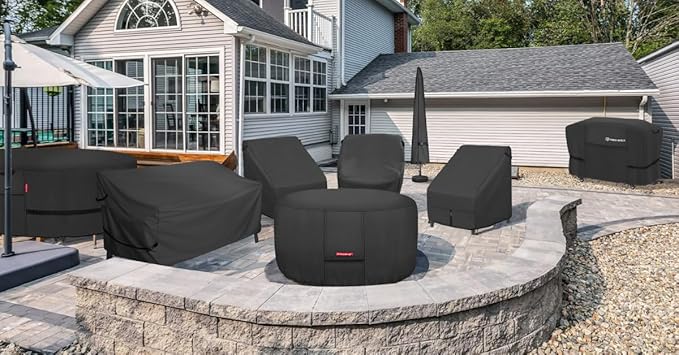 Porch Shield Fire Pit Cover - Waterproof 600D Heavy Duty Fade Resistant Round Patio Fire Bowl Cover Black - 42 inch