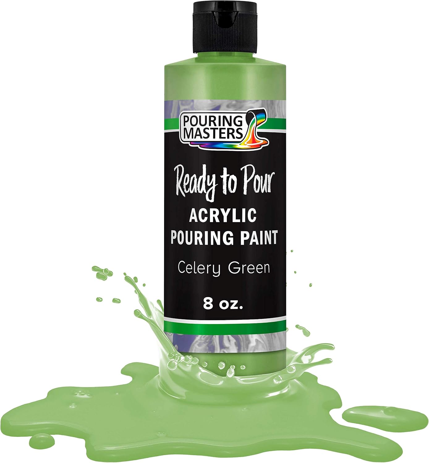 POURING MASTERS Celery Green Acrylic Ready to Pour Pouring Paint - Premium 8-Ounce Pre-Mixed Water-Based - for Canvas, Wood, Paper, Crafts, Tile, Rocks and More