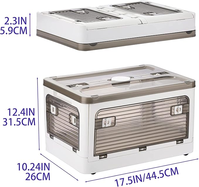 Collapsible Storage Bins with Lids, Closet Organizers, Dorm Room Essentials, Folding Storage Box