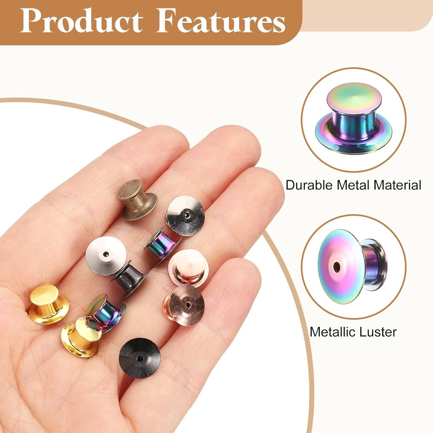 uxcell 30Pcs Metal Locking Pin Backs, Pin Keepers Locking Clasp Flat Head Clamp Needle Back Lock for DIY Brooch Crafts Badges Enamel Lapel, Multicolor