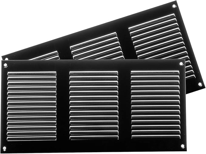 Repa Market 2-Pack Black Air Vent Cover 12" x 6" Inch (Outer Dimensions) - Steel Return Air Grilles - for Ceiling and Sidewall - HVAC - with Protection Screen (11.81" x 5.90" Inch)