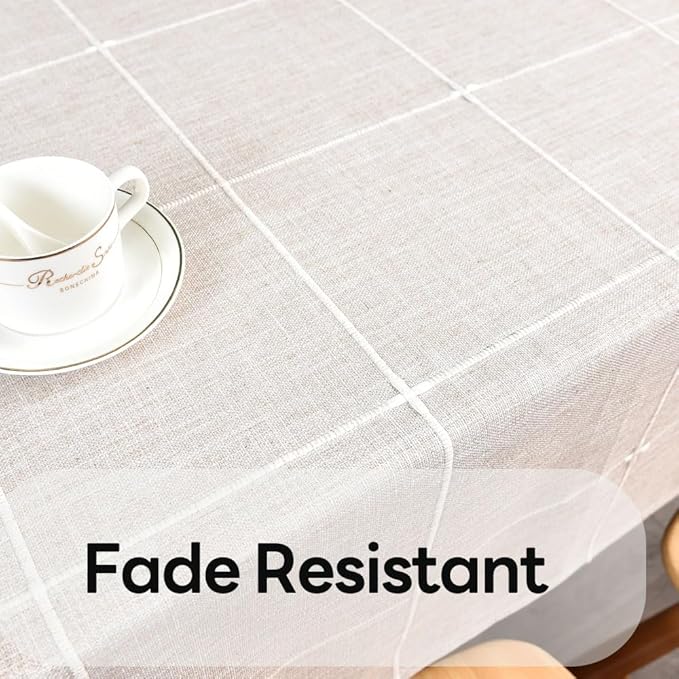 Heavy Duty Cotton Table Cloth for Square Table Farmhouse Vintage Tablecloth Washable Rustic Table Cover (Linen, 52''x52'')