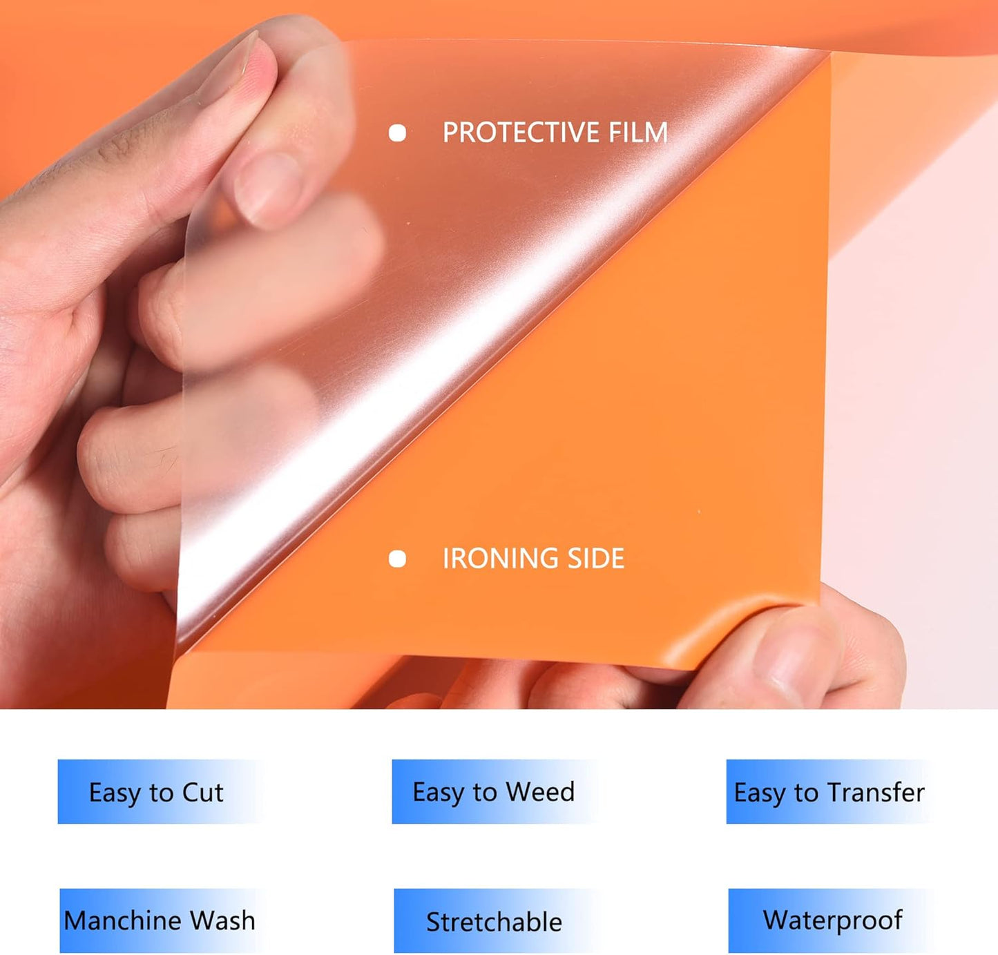 HTV Iron on Vinyl 12Inch by 25ft Roll HTV Heat Transfer Vinyl for T-Shirt HTV Vinyl Rolls for All Cutter Machine - Easy to Cut & Weed for Heat Vinyl Design (25ft, Orange)