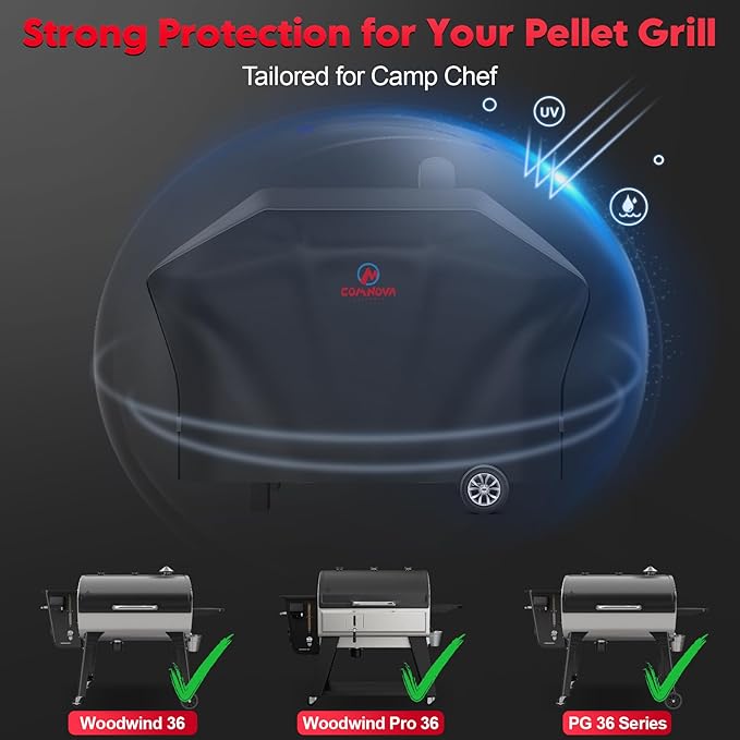 Comnova Pellet Grill Cover for Camp Chef 36 Series - 600D Premium Smoker Cover Waterproof & Heavy Duty for Camp Chef Woodwind 36, Woodwind Pro 36, PG36, SmokePro LUX 36, SmokePro SGX 36, and More