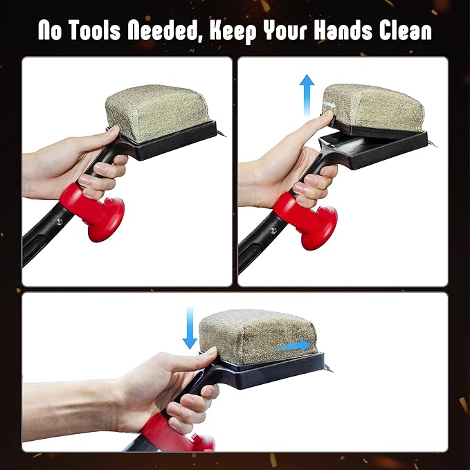 2-Pack Replacement Heads for Grill Brush, Bristle-Free Interwoven-Tech with Thermal-Sensitive Sponge, Compatible with Feasto 6-in-1 Outdoor Grill Brush