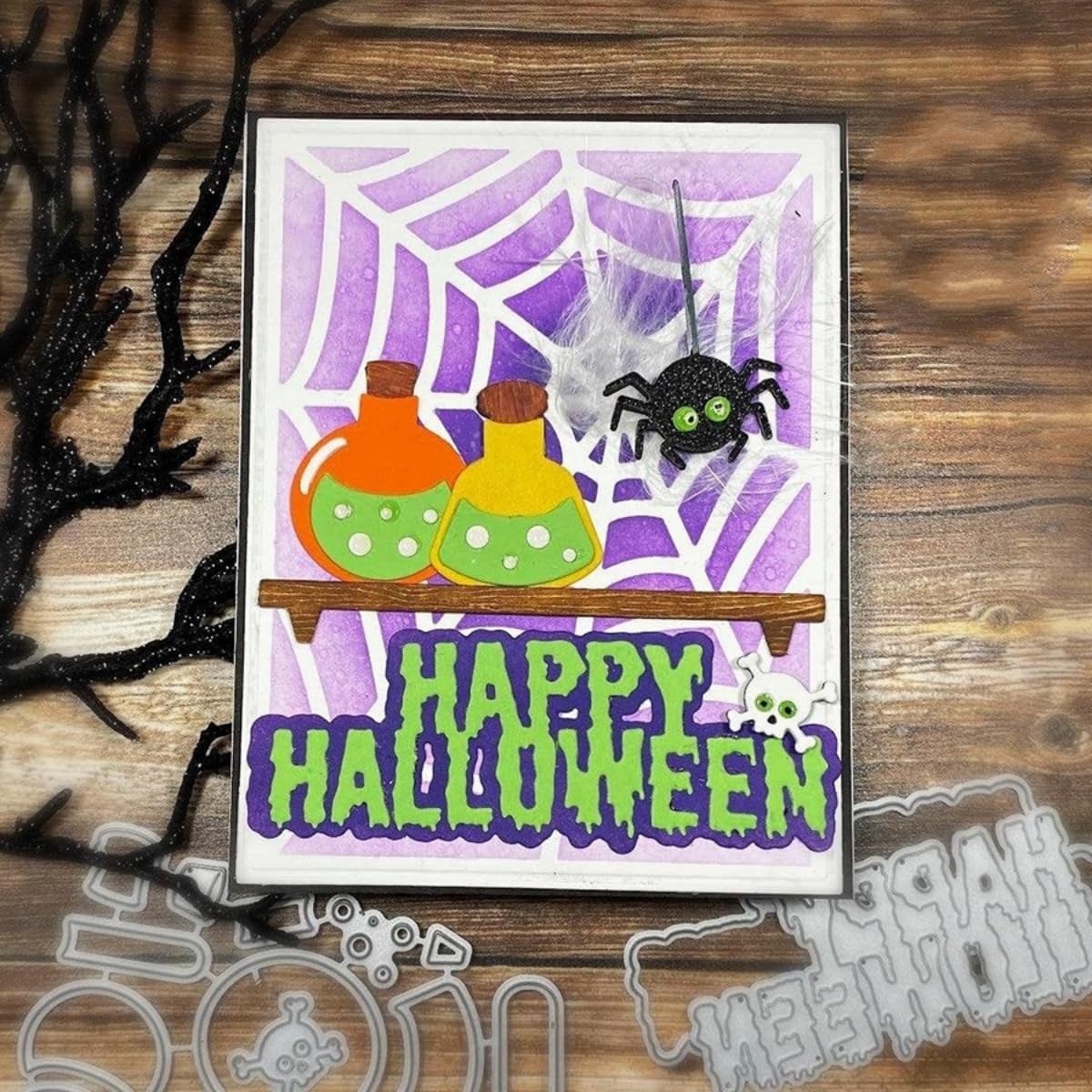 Cutting Dies Metal Stencils Scrapbooking Tools Flowers Lace Frame DIY Embossing Template for Paper Card Making Album Arts Crafts Supplies (Halloween Spider Web Frame-11.1x14.3cm)