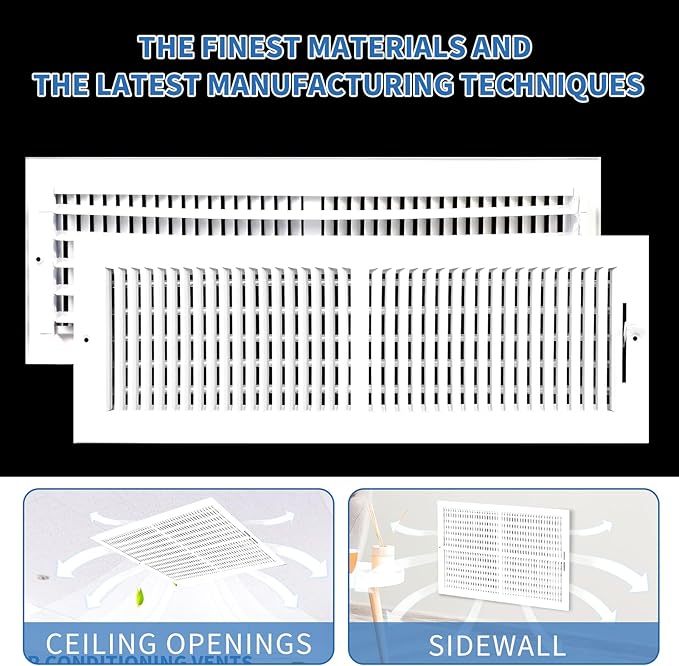 20x6 Vent Register [Duct Opening], Vent Covers for Home Ceiling, Two-Way Ventilation Register, Adjustable Solid Steel Wall Register Vent Cover (20"W x6"H [Duct Opening])