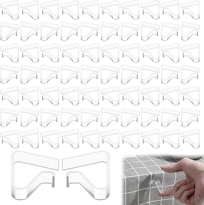 72pcs Large Transparent Tablecloth Clips, PVC Windproof Table Cover Holder Clamps for Indoor Outdoor Picnic, Wedding, Party, Camping