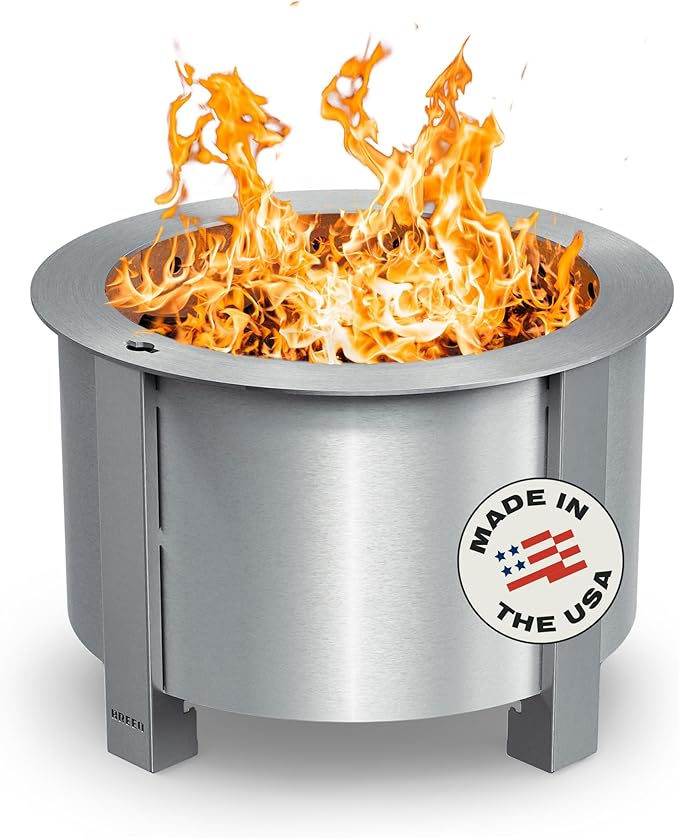 Breeo Smokeless Fire Pit (X Series 19, Stainless Steel) | 22.1 inch Smokeless Firepit for Outside | 47 Pounds | Ideal for Families, Gifts for Dad | Compatible with Wide Range of Breeo Accessories