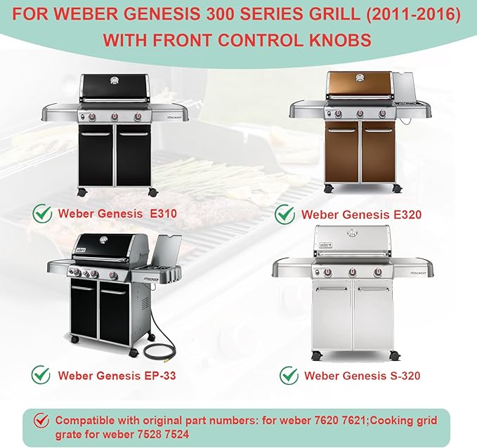 7620 Flavorizer Bars & 7528 Grill Grates for Weber Genesis 300 SER Gas Grill, Grill Parts for Webber Genesis E-310 S-310 E-320 S-320 E-330 S-330 EP-310 CEP-310 CEP-320 EP-320 CEP-330 EP-330