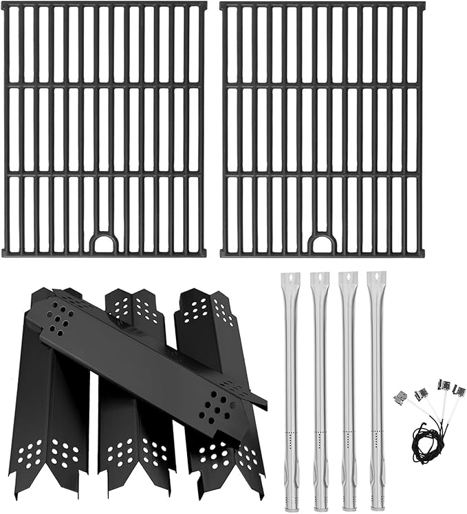 Grill Parts for Nexgrill 4 Burner 720-0925 720-0925P 720-0925PG, Cooking Grate, Heat Shield and Burner Kit for Nexgrill 720-0925P Replacement Parts for Nexgrill 4 Burner 720-0925