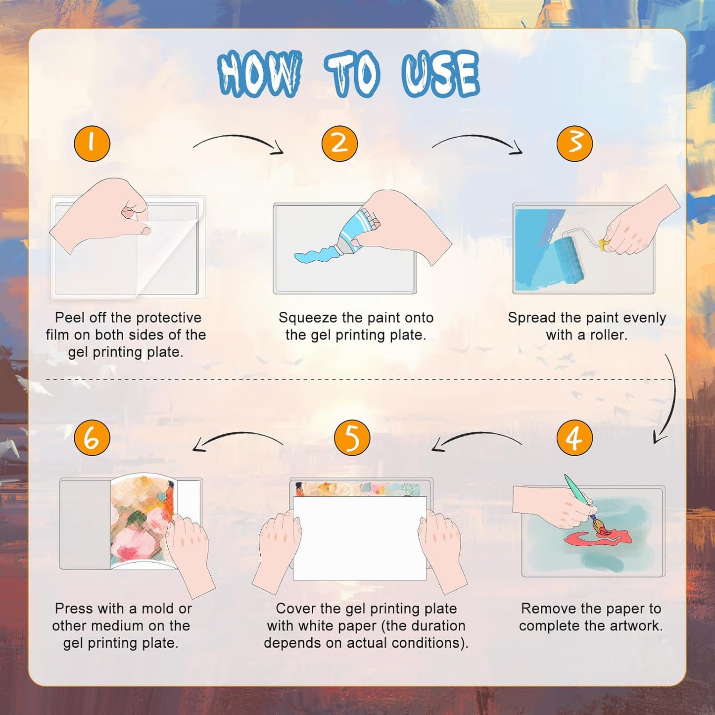 Vollence Gel Printing Plate - 8” X 10”Reusable Gel Monoprinting Plate for Press Art, Printmaking Supplies for Scrapbooking, Card Making, Arts and Crafts,Journaling,Collage