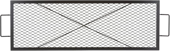 VEVOR X-Marks Fire Pit Grill Grate, Rectangle Cooking Grate, Heavy Duty Steel Campfire BBQ Grill Grid with Handle & Support X Wire, Portable Camping Cookware for Outside Party Gathering, 32 Inch Black