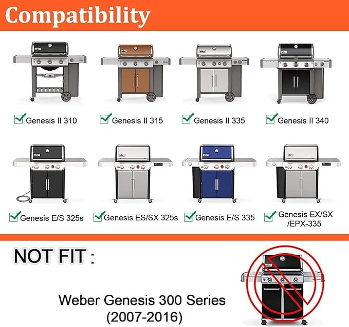 18.75" Grill Grates and Genesis II Flavorizer Bars Replacement Parts for Weber Genesis II 300 /LX 300, GS4 Genesis II E-310 E-315 S-335 Series Grill, 66795 66095 Parts for Weber Genesis II Grill Parts