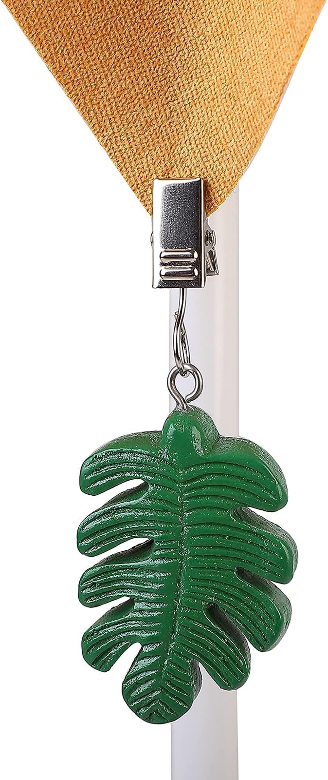 TwoFish Home Set of 4 Resin Green Leaves Tablecloth Weights Clips Handicraft Green Leaves Tablecloth Clamps Pack of 4