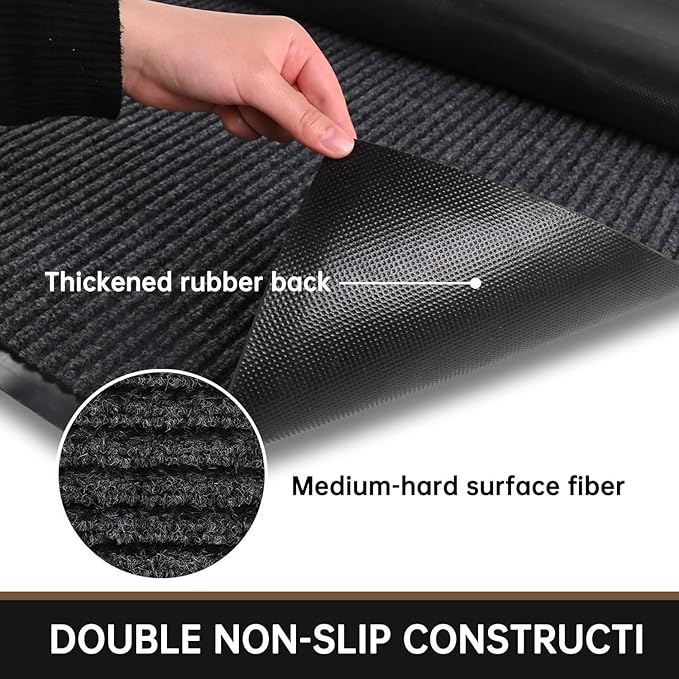 Front Door Mat, 60" x 36" Heavy Duty Indoor Outdoor Doormat, Non-Slip Welcome Mats for Entryway, Rubber Backing Low Profile Commercial Door Mats
