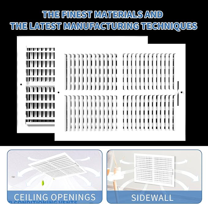 14x10 Vent Register [Duct Opening], Vent Covers for Home Ceiling, Two-Way Ventilation Register, Adjustable Solid Steel Wall Register Vent Cover (14"W x 10"H [Duct Opening])