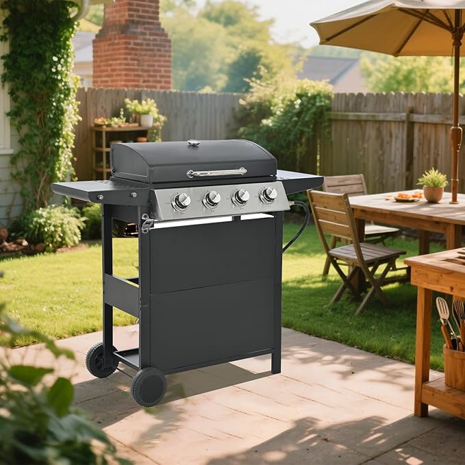 Endark 4-burner | 34,000 BTU all-purpose cast iron bbq grill | Perfect for outdoor cooking, garden, poolside, tailgating and hiking | great for roasting, searing, kebabs