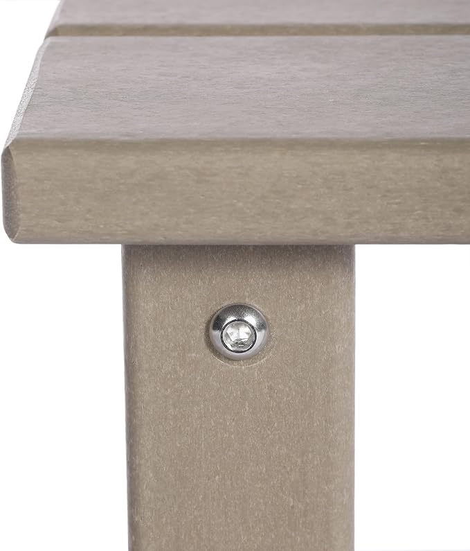Costaelm Kids Outdoor Side Table, Small Patio HDPE Adirondack Square Table, Porch End Table for Outside Pool Garden, Weathered Wood