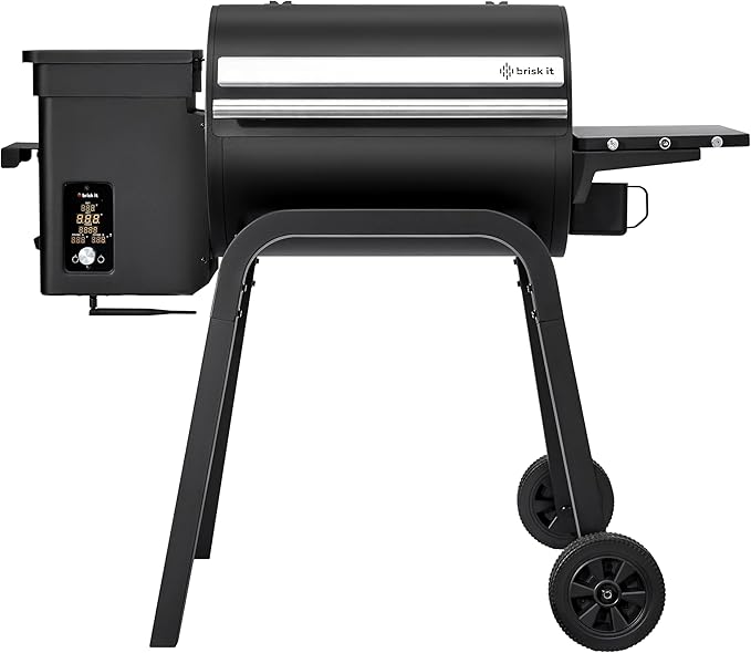 Brisk It Zelos-450 Electric Wood Pellet Smoker Grill – A.I. Smart BBQ Grill with WiFi, 450 sq.in Cooking Area,7-in-1 Outdoor Grill & Smoker, PID Controller (Up to 500°F), Meat Probe